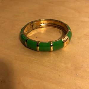 Green and gold bamboo hinge bangle
